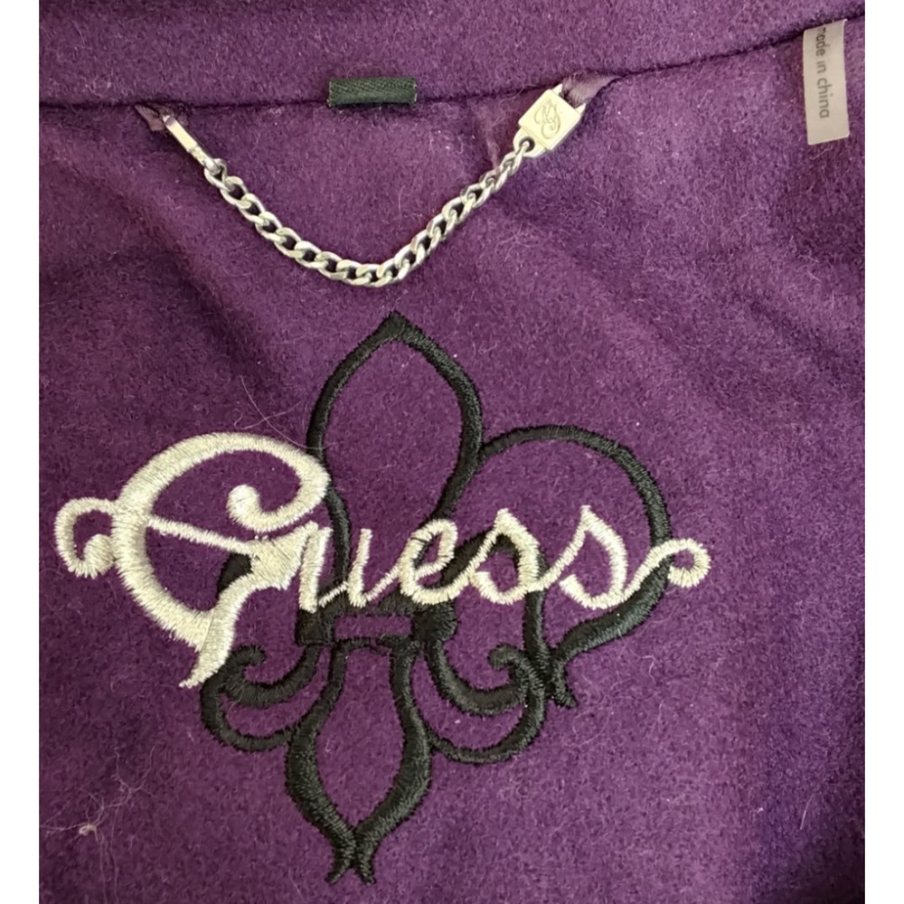 Guess Wool Blend Peacoat Women's Large Petite Purple Double Breasted #Z5447 - Picture 8 of 16